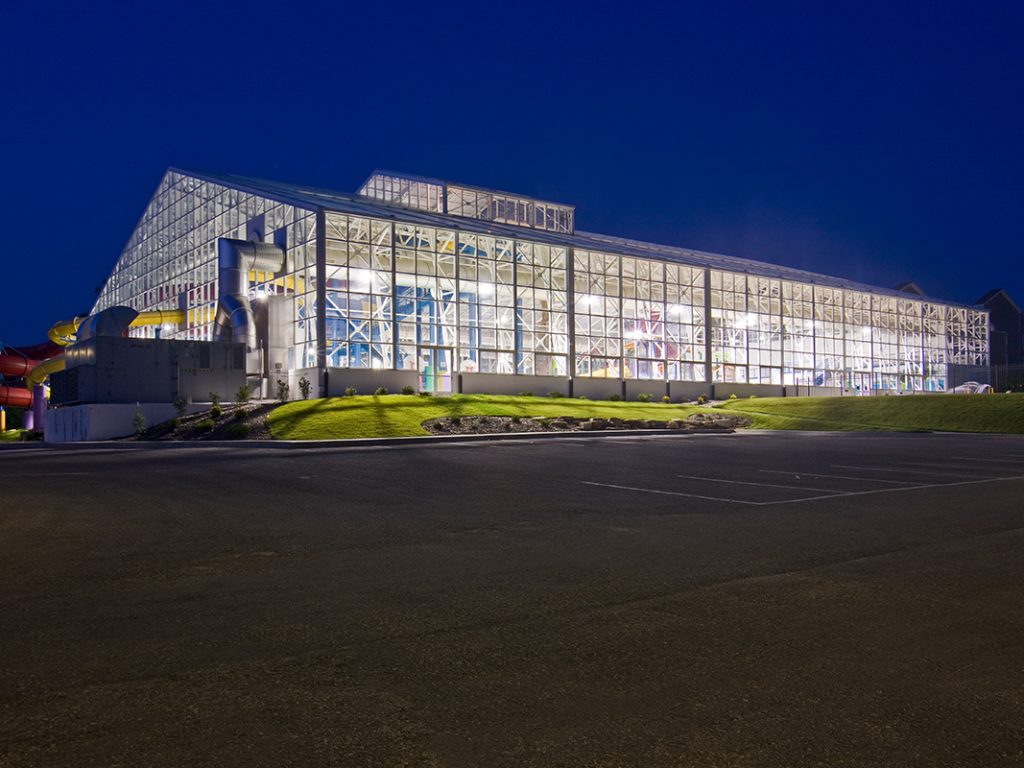 OpenAire's retractable roof over Big Splash Waterpark in French Lick, Indiana.