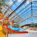 OpenAire's retractable roof over Pirate's Cay Waterpark at Silverleaf Resorts in Sheridan, Illinois.