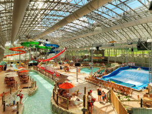 OpenAire's retractable roof over The Pump House Waterpark at Jay Peak Resorts in Jay Peak, Vermont.